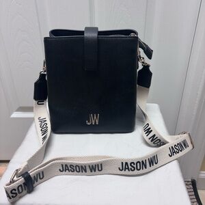 Jason Wu Black Leather Crossbody Bag w/ Logo Strap – Like New